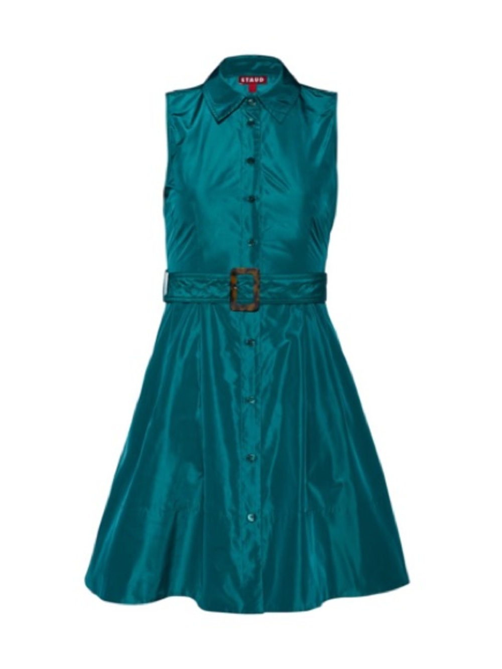 Staud Jolene Belted Satin Shirtdress in Green Size 4